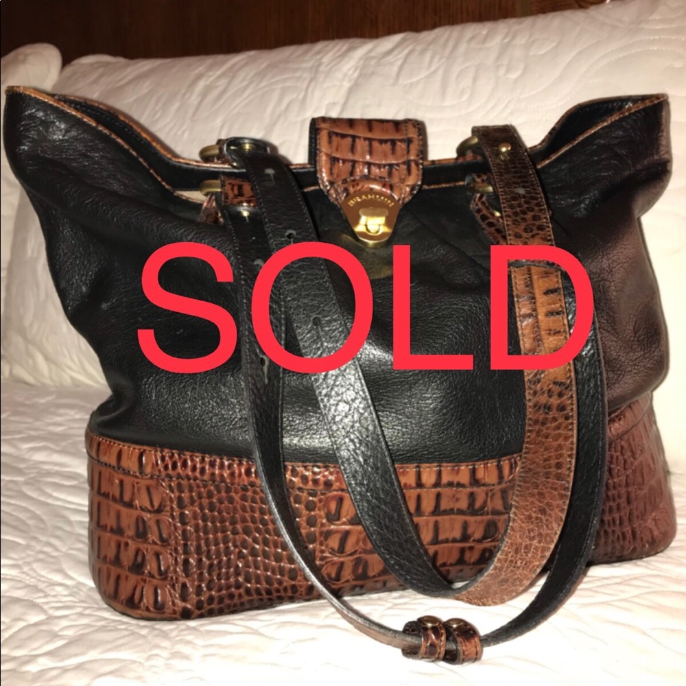 Like New Brahmin Black/Brown Tuscan Large Tote